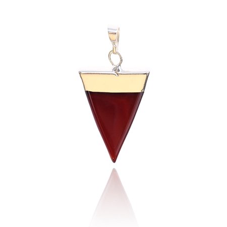 - Red Agate Triangular Pyramid Chakra Gemstone Gold Plated Pendant