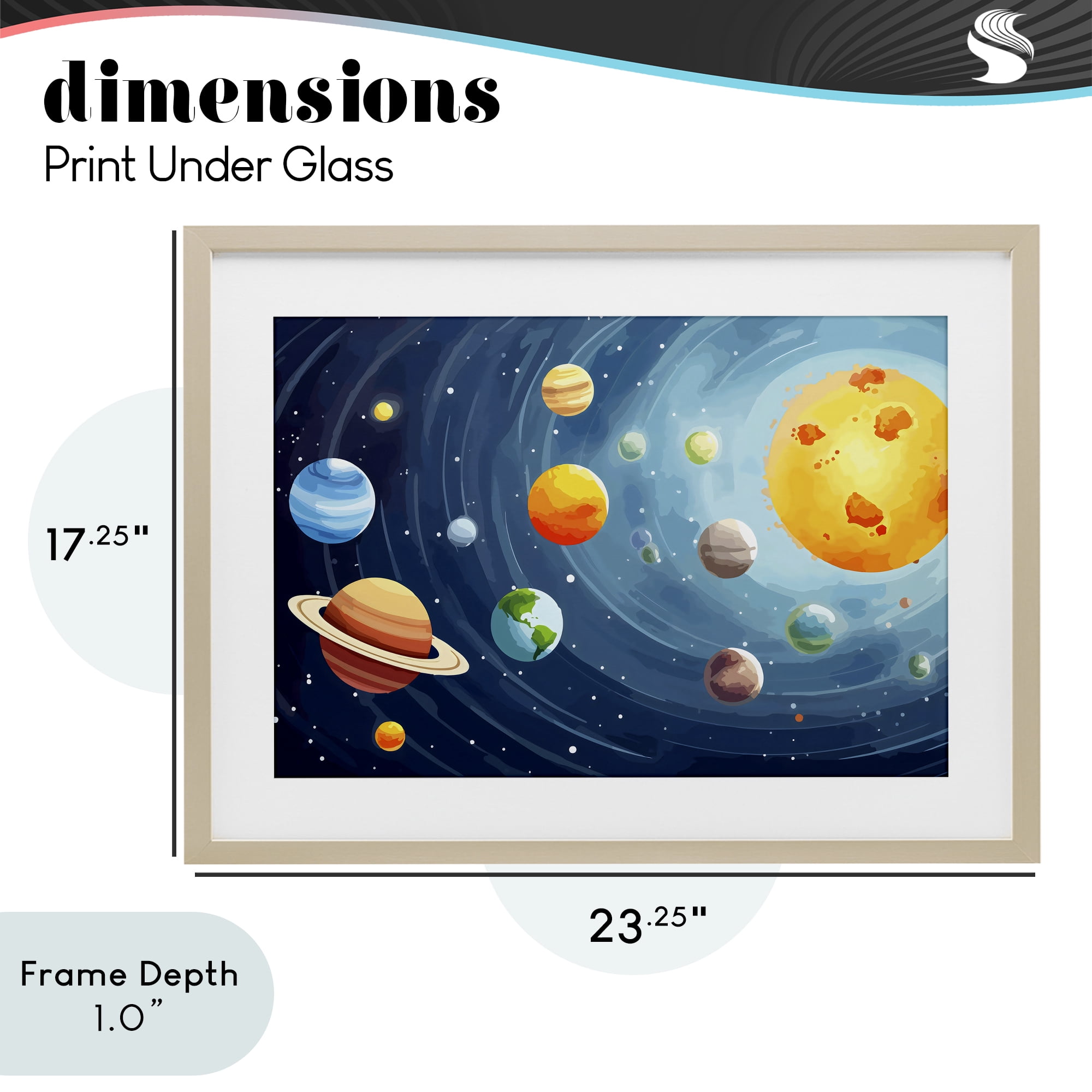 Stupell Industries Solar System Planets Orbit Birch Framed Print Under Glass, design by Creative Studio