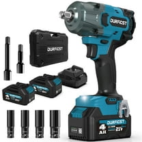 DURFICST 1000N.m Cordless Impact Wrench, 1/2" High Torque, 2x 4.0AH Battery, 4 Sockets & 2 Extension Rods, Single Pack