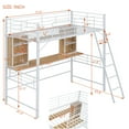thumbnail image 3 of Royard Oaktree Metal Loft Bed with Built-in Desk and Bookshelves, Twin Size Loft Bed Frame with Storage Shelves, Modern Loft Bed Frame with Guardrail & Reversible Ladder, No Box Spring Needed,White, 3 of 7