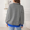 thumbnail image 6 of dGslk Women’s Long Sleeve Striped Pullover Top Casual Half Zip Collar Loose Fit Sweatshirt for Everyday Comfort and Style White M, 6 of 6
