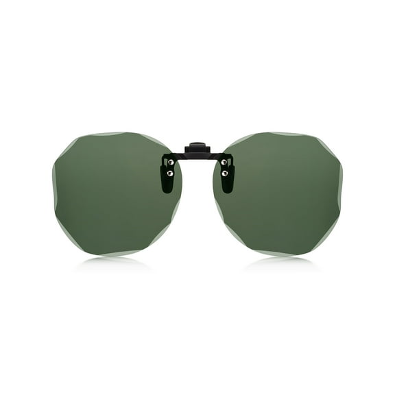 TINHAO Polarized Clip on Sunglasses for Women Men Polygon Flip Up UV400 Protection Over Prescription Glasses