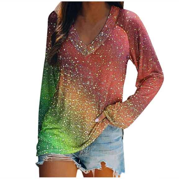 SHE IS My Orders past Orders Long Sleeve Shirts for Women Casual Tops for Women Trendy Sexy Long Sleeve Shirts for Women Plus V-Neck Fashion Shirts for Women 2025 Trendy