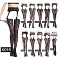 thumbnail image 2 of Medias de lencería Sexy para mujer, liguero, medias elásticas a rayas, medias de red negras, medias transparentes hasta el muslo, pantimedias dropship Tan Jianjun unisex, 2 of 2
