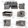 thumbnail image 2 of 5 Piece Grey PE Rattan Patio Furniture Set, Outdoor Wicker Sectional Sofa with 4" Thick Cushions & Tempered Glass Coffee Table, Large Conversation Set for Garden, Deck, Porch, 2 of 7