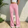 thumbnail image 5 of Women's High Waisted Flare Leggings with Pockets - Tummy Control Drawstring Wide Leg Yoga Pants Soft Lounge Workout Gym Y2K Bell Bottoms Pink L, 5 of 8