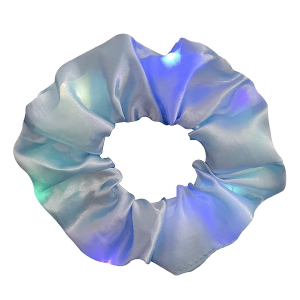 Coleteros con luz LED para el pelo, coleteros de seda, anillos para el pelo, coleteros luminosos Azul