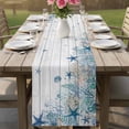 thumbnail image 4 of Teal Blue Coastal Table Runner 70 Inches, Starfish Beach Nautical Coral Vintage Bed Runner Dresser Scarves Tabletop for Indoor Outdoor Parties/Ceremony/Banquet, 13" x 70", 4 of 9