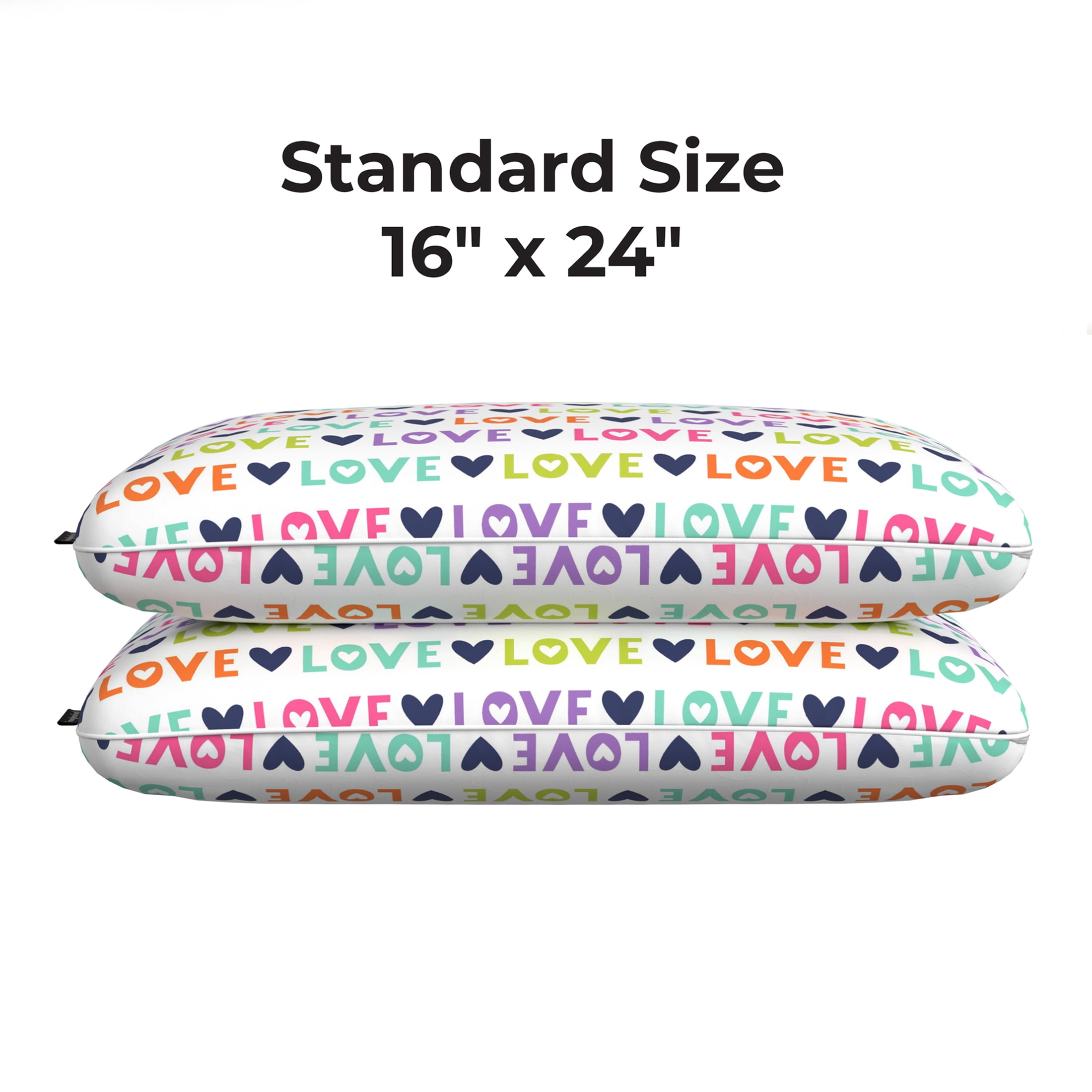 Imaginarium Memory Foam Fun Pillow with Cool-to-the-Touch Cover, Standard/Queen, Love, 2 Pack