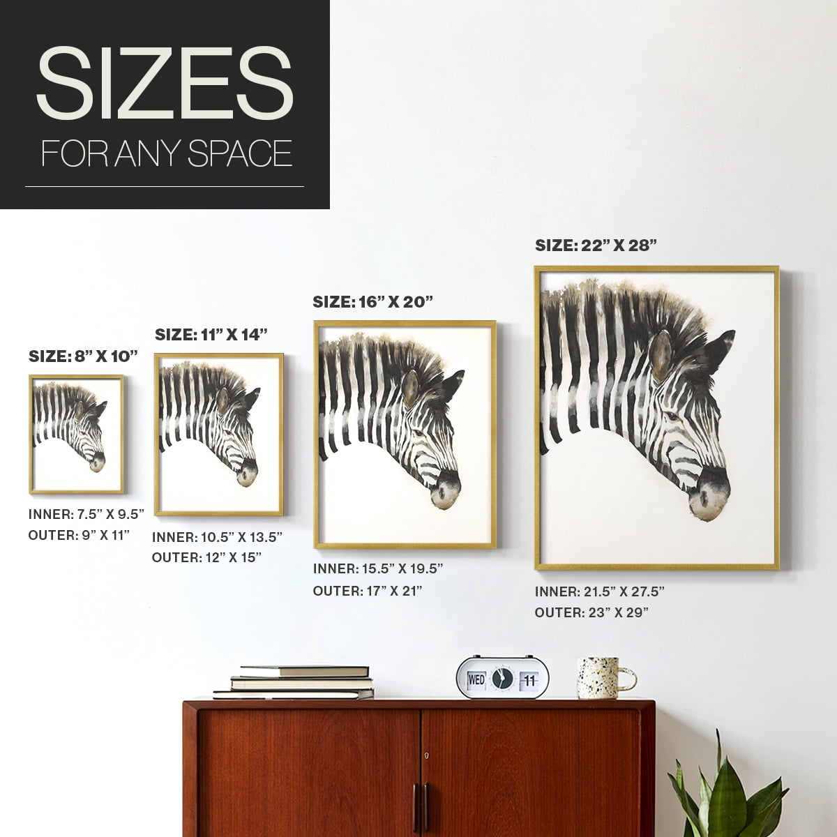 Zebra Stripes Framed Print - Solid Wood in Single Picture Frame Solid Wood 2 Framed Print