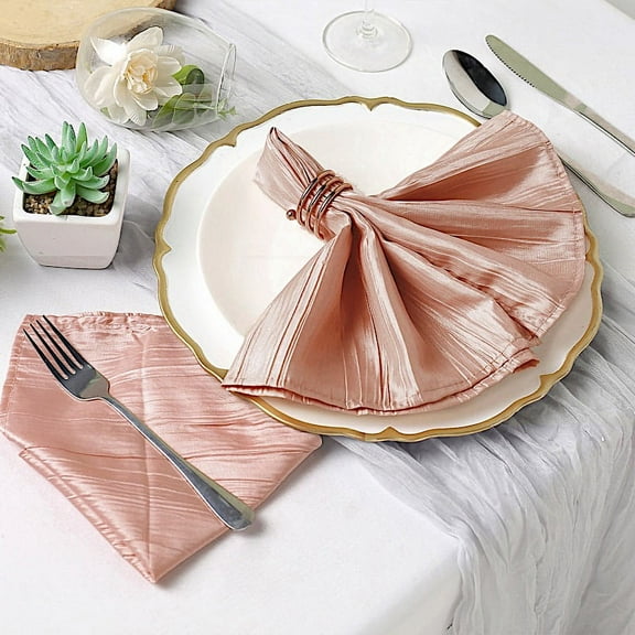 Balsa Circle 5 Pieces 20" x 20" Dusty Rose Crinkle Accordion Taffeta Table Napkins