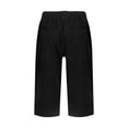 thumbnail image 5 of Dwellite Women Cotton Linen Capris Knee Length Summer Casual Elastic Waisted Button Pants with Pockets Black M, 5 of 8