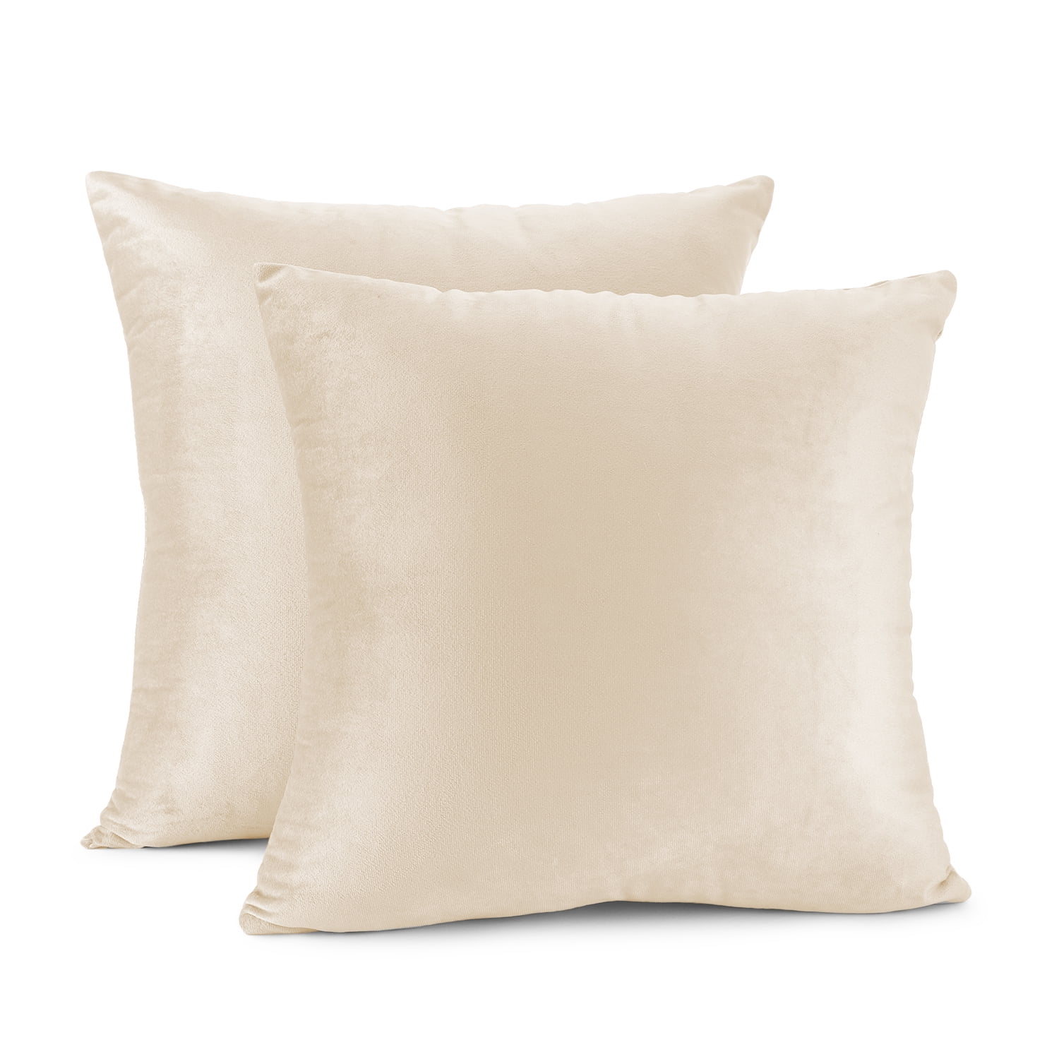 Clara Clark Plush Solid Decorative Microfiber Square Throw Pillow Cover with Throw Pillow Insert for Couch, Biege Cream, 26"x26"", 4 Piece Decorative Soft Throw Pillow Set