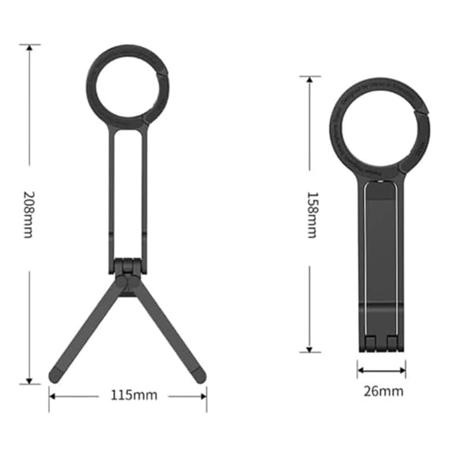 Magnetic Phone Tripod for iPhone, Ma38 Portable Phone Holder Mini Tripod for Magsafe, Ma 38 Aluminium Double-Sid Stand with Strong Magnets & Foldable Hook, 180° Rotation Cold Shoe Mount Silver 2PCS