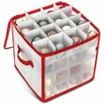 thumbnail image 3 of Baubles Storage Box Christmas Balls Storage Xmas Tree Decorations Organizer Bauble Storage Divider T Transparent & Red plastic, 3 of 7
