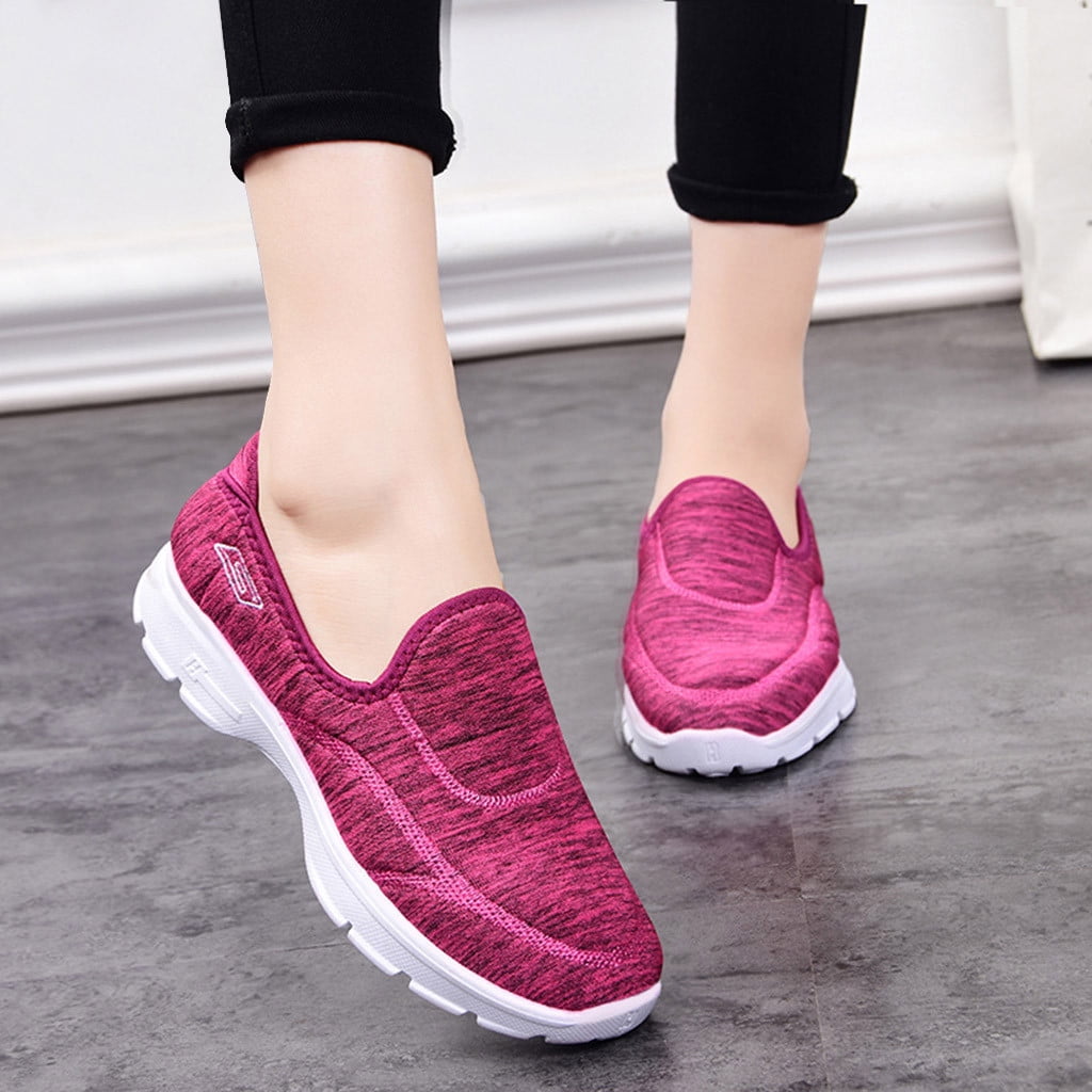 Women's Elastic Flats Shoes Ladies Breathable Casual Knit Slip On Shoes Sightly 