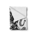thumbnail image 2 of Octopus Soft Flannel Fleece Throw Blanket, Vintage Style Diver Octopus Marine Animal Tentacles Scuba Concept, Cozy Plush for Indoor and Outdoor Use, 50" x 70", Charcoal Grey and White, by Ambesonne, 2 of 6