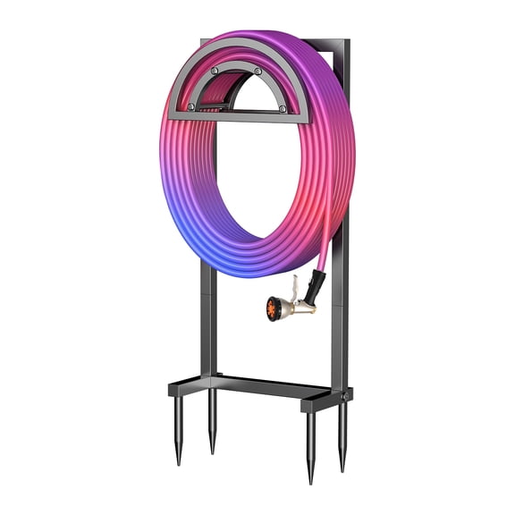 OLV Garden Hose Holder Outdoor Freestanding Heavy Duty Water Hose Metal Storage Stand Hanger Rack,4 Anchor Points