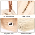 thumbnail image 6 of AOUNQ Boho Crochet Straw Beach Tote Bag for Women, Lightweight Foldable Woven Purse with Zipper for Summer Travel, 6 of 7