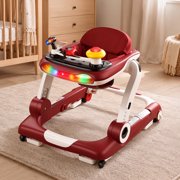 LINLUX Baby Walker w/ Music & Lights, Toddler Activity Walker w/ Seat, Red