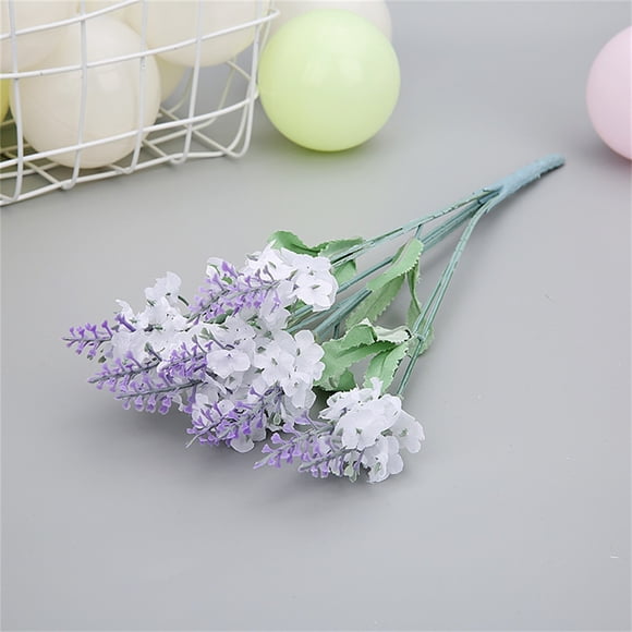 Hot Sale! Dusknt Single White and Purple 10-Head Lavender Simulation Bouquet White, Artificial Lavender Flower for Bouquets Wedding Home 10 Heads
