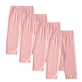 thumbnail image 2 of Girls 4PC Cropped Pants Summer Thin Children's Girl Solid Elastic Waist Leggings Pants, 2 of 8