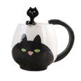 thumbnail image 1 of Ounissouiy Taza de café pintada a mano, taza de té de cerámica con Gato encantador, contenedor de comida para el desayuno, taza para agua y leche, Juegos de servir café y té Gato negro Ounissouiy HA081029-02, 1 of 6