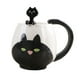 thumbnail image 1 of Wosthever Taza de café pintada a mano, taza de té de cerámica con Gato encantador, contenedor de comida para el desayuno, taza para agua y leche, Juegos de servir café y té Gato negro Wosthever HA081029-02, 1 of 6