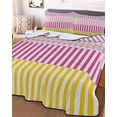 thumbnail image 3 of Quilts Twin XL Size, Colorful Stripe Soft Comforter Bedding Set for Bed, Modern Pink Purple Yellow Vertical Striped Lightweight Quilted Bedspread with Pillow Cover(2 Pieces), 68x98 Inch, 3 of 6