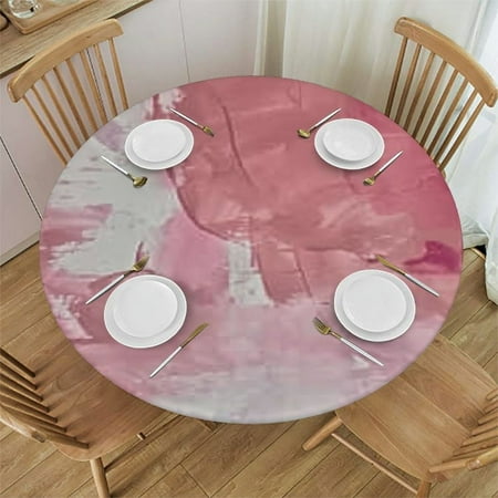 

Ullo0ord Pink Watercolor Roses Floral Print Round Fitted Tablecloth with Elastic Edge Waterproof Wipeable Oil-Proof Stain-Resistant Table Cover Fits for Home Decor Kitchen Party Tablecloth 38 -42