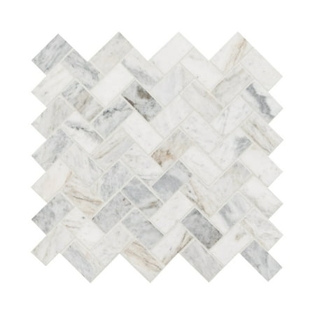 MSI Capri Blue Herringbone 12 in. X 12 in. Honed Mosaic Marble Floor And Wall Tile