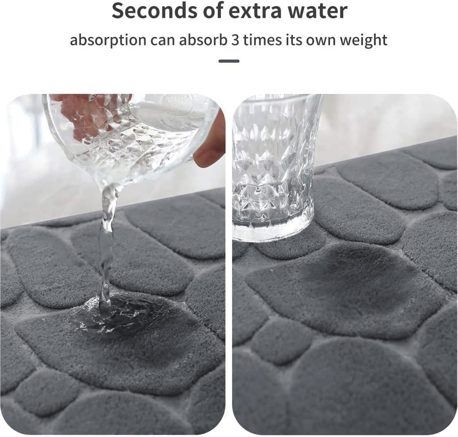 Memory Foam Bath Mat Cobblestone Bathroom Rugs Super Water Absorbent Bath Mats for Bathroom Machine Washable Bath Rugs