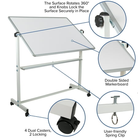 Flash Furniture - Hercules Mobile Marker Board - White