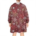 thumbnail image 2 of Wearable Oversized Blanket,Red Christmas Snowflake Pattern Wearable Blanket Hoodie for Adults,Cozy Hooded Blankets with Super Pockets,Super Warm Fuzzy Pullover for Women & Men, 2 of 6