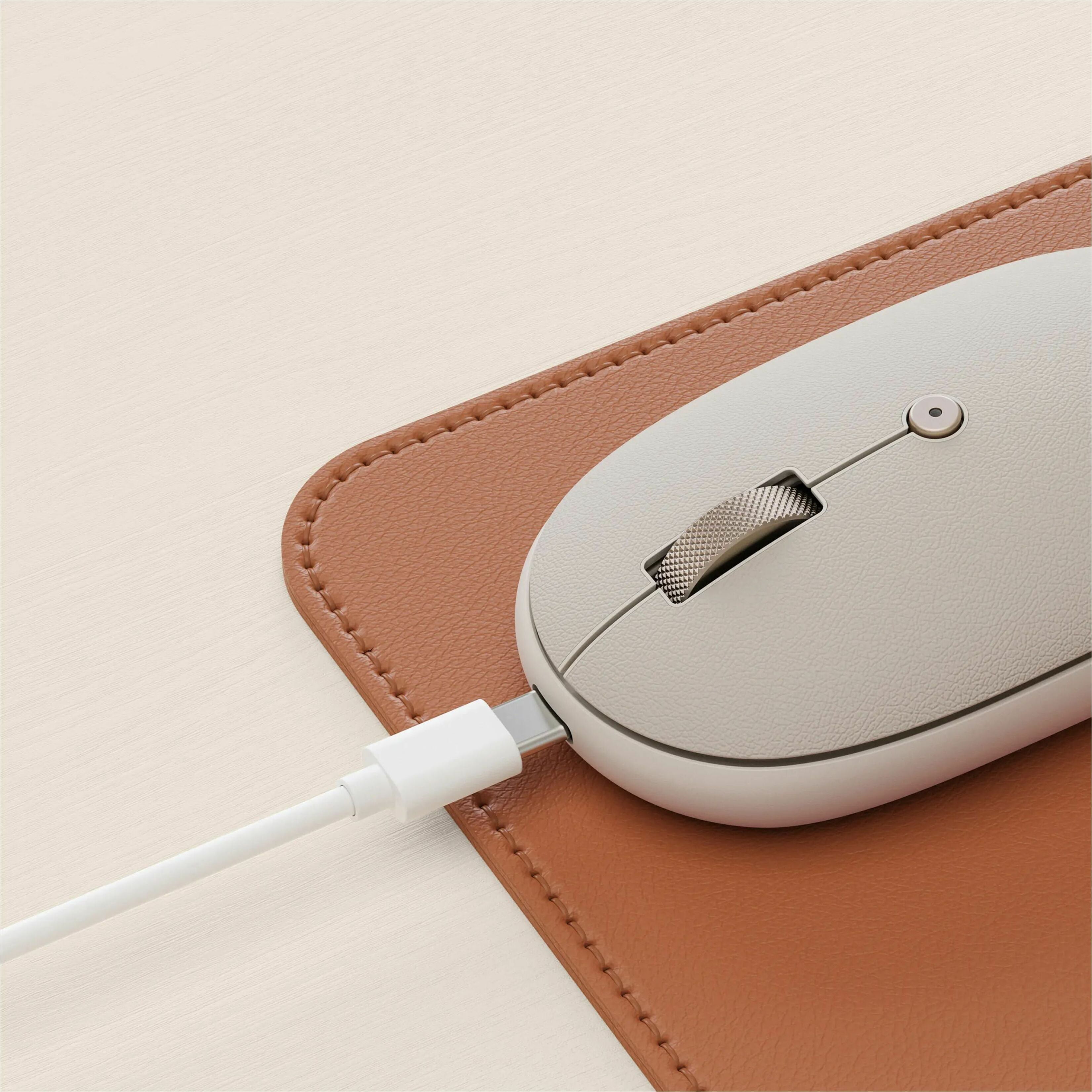 Satechi OntheGo Bluetooth Mouse with USB C Rechargeable Battery, Connect up 3 Devices, Compact and Portable Wireless Mouse for Laptop, Computer, Tablet - Sand