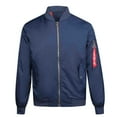 thumbnail image 1 of Men's Flight Jacket Bomber Style With Zippered Pockets, Loose Fit Winter Warm Coat, Polyester Casual Outdoor Wear Jacket For Men, 1 of 3