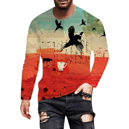

Dtydtpe Mens Fashion Retro Sports Fitness Outdoor 3D Digital Printed T Shirt Long Sleeve Shirt Top Blouse Long Sleeved T Shirts Men Long Sleeve Shirt Older Men Rose Colo Scrubs Slipper Slip Open