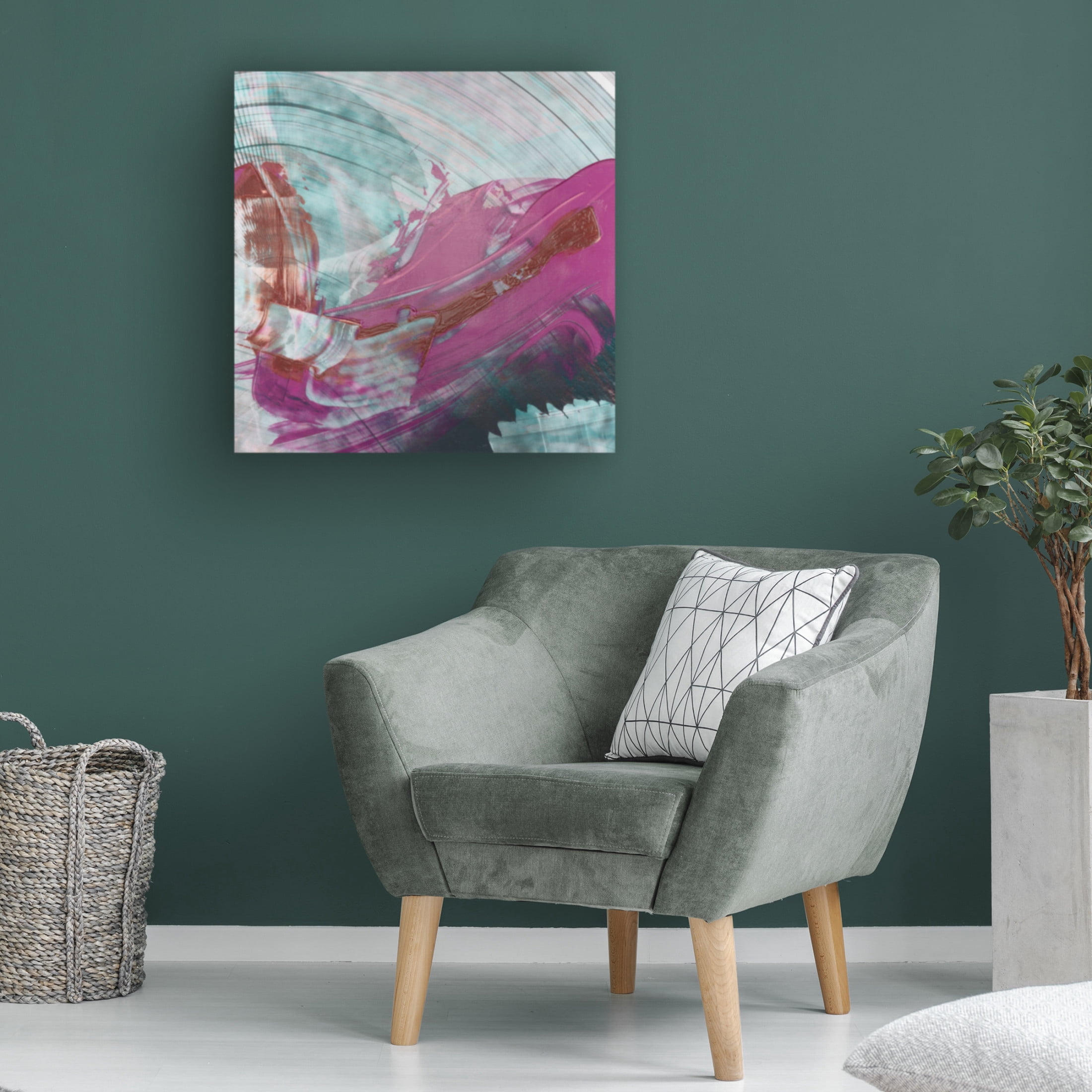 Canvas Wall Art - Ethan Harper 'Magenta and Patina III' Wall Art for Living Room, Bedroom, or Office Décor by Trademark Fine Art - 35 x 35 Inches