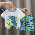 thumbnail image 2 of kpoplk Toddler Baby Boy Summer Outfit Clothes Short Sleeve Letter T Shirt Tops Casual Shorts with Pockets 2pcs Set(Camouflage,4-5 Y), 2 of 4