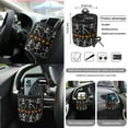 thumbnail image 5 of Renewold Skeleton Pumpkin Bat 15 PCS Car Seat Cover Set, with Steering Wheel Seat Belt Rear View Mirror Cover Coaster Trash Cans Keychain Air Vent Storage Bag Halloween Auto Decor Universal, 5 of 7