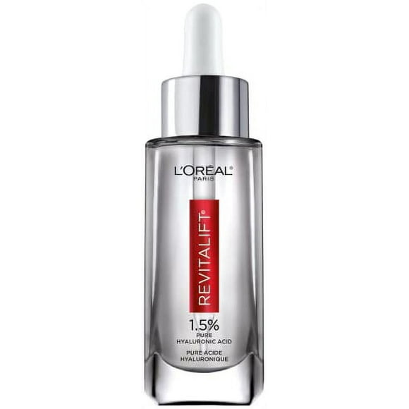 Hyaluronic Acid Serum by L’Oreal Paris Skincare, Revitalift Derm Intensives Pure Hyaluronic Acid Anti-Aging Face Serum for Visibly Plumped Skin and Reduced Wrinkles, Paraben Free, 1.0 oz.