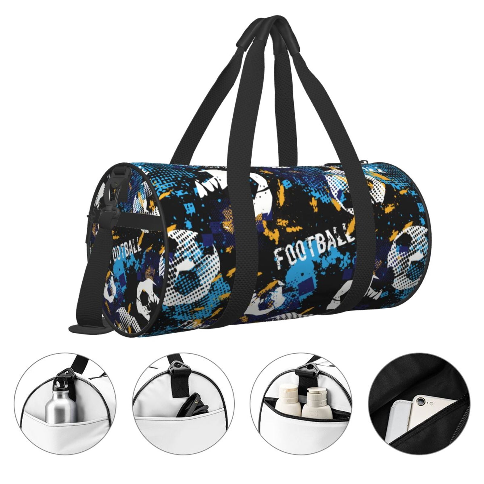 Vsdgher Football 45L Foldable Duffel Bag, Sports Gym Bag,Overnight Bag, Portable Weekender Bag for Airplanes