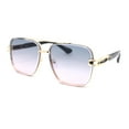 thumbnail image 2 of Rimless Luxury Bevel Lens Mens Rectangle Officer Cop Sunglasses Gold Black - Grey Pink, 2 of 4