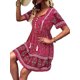 thumbnail image 5 of VISgogo Vestido bohemio para mujer, estampado de flores, manga corta, cuello en V, ajuste holgado, vestido de vacaciones, S/M/L/XL VISgogo  moda, 5 of 7