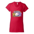 thumbnail image 3 of Baseball Mom Cheetah Glitter Sports Womenâ€™s Standard V-Neck Tee, Red, Medium, 3 of 5