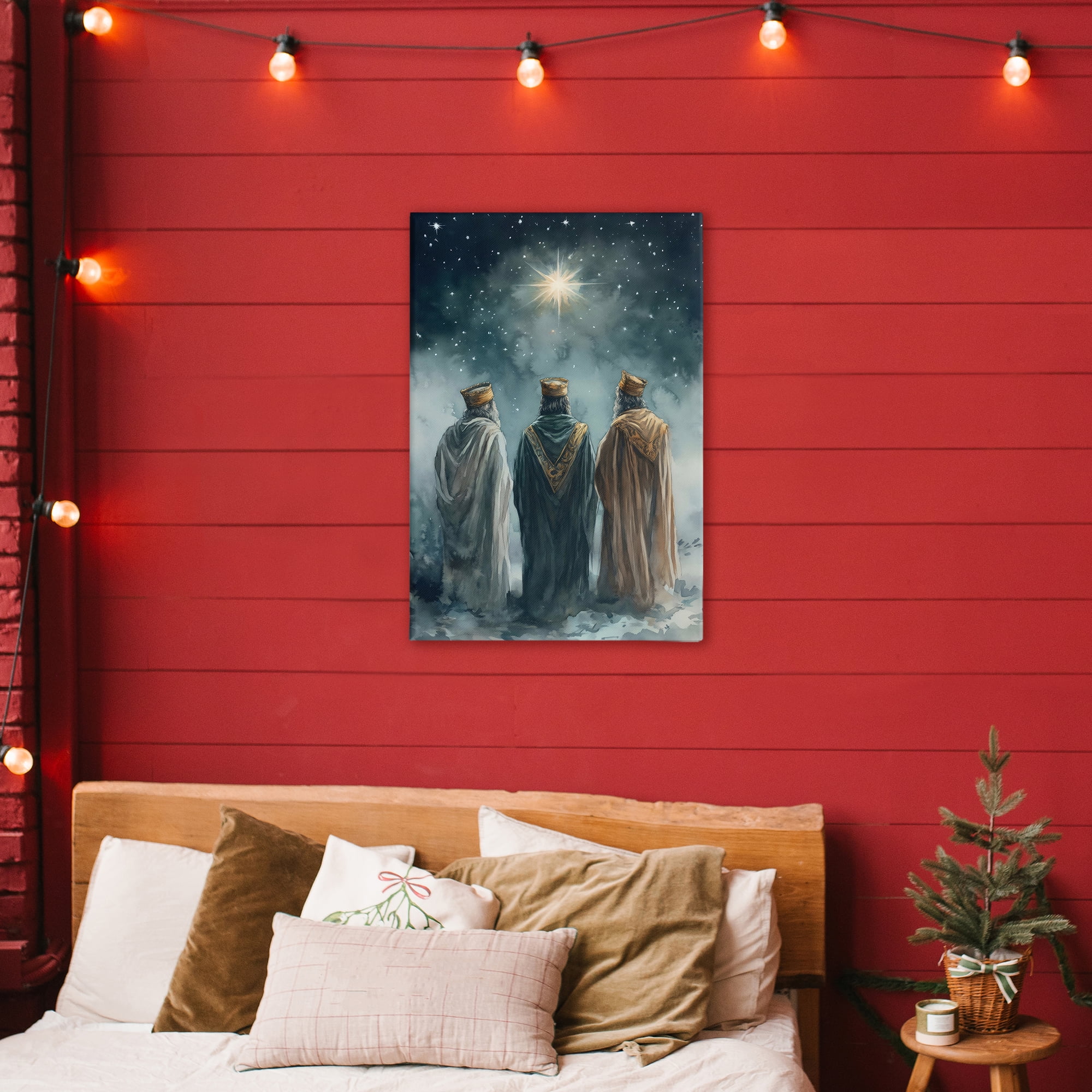 Three Wise Men & North Star Canvas Wall Art, design by Petal Prints Design