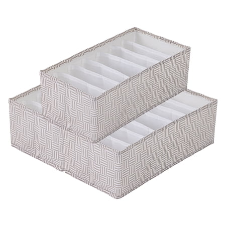 Compartmental Storage Box Fabric Storage Bin for Closet Collapsible Storage Basket for Organizing Clothes Light Coffee