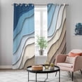 thumbnail image 5 of Navy Blue Brown Ombre Kitchen Curtains 96 Inch Length, Modern Geometric Abstract Cream Grommet Top Bedroom Living Room Curtains, Light Filtering Cafe Curtain Drapes 2 Panels Set 104''x96'', 5 of 9