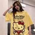 thumbnail image 3 of Camiseta de Hello Kitty para mujer, Top de algodón, ropa de calle suelta, Kawaii japonés, Kuromi Sanrio, manga corta, 3 of 6