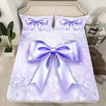 thumbnail image 2 of Manfei Cartoon Purple Ribbon Full Size Sheets, Princess Bowknot Bow Bed Sheets, Teen Boy Girl Kid Sheet Sets, Lightweight Room Decor, 4-Piece, 2 of 7